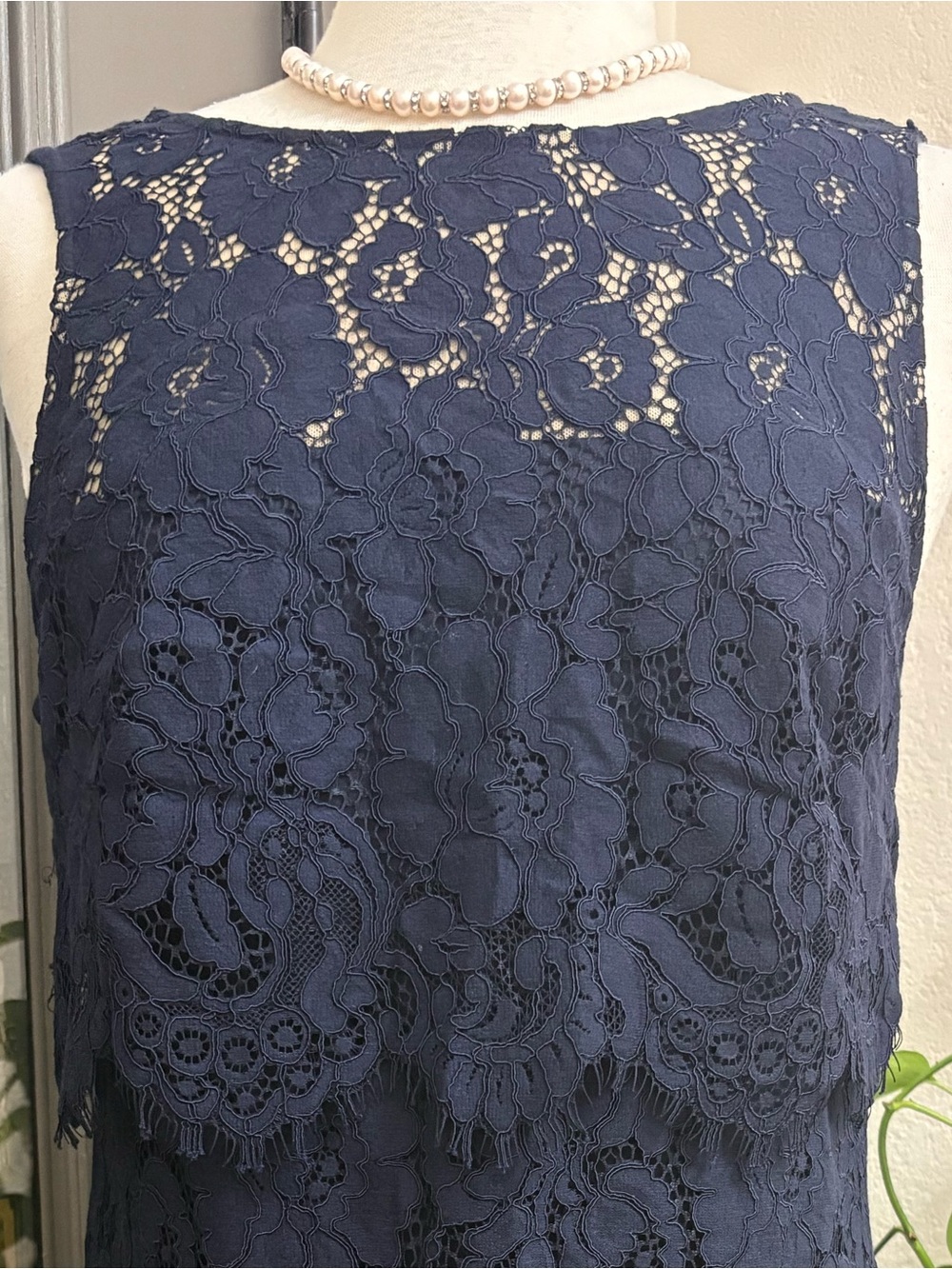 Lauren Ralph Lauren Navy Lace Sleeveless Shift Dress - Picture 3 of 7